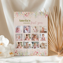 ワイルドフラワーガーデン1年目フォトマイルストーンのサイン ポスター