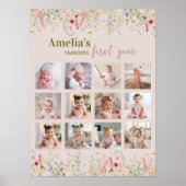 ワイルドフラワーガーデン1年目フォトマイルストーンのサイン ポスター (正面)