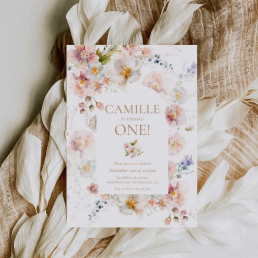ワイルドフラワーガーデン1st誕生日招待状 招待状