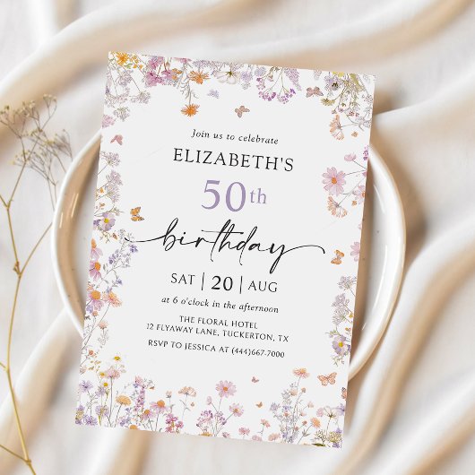 ワイルドフラワーガーデン50thバースデーパーティーへの招待 招待状