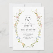 ワイルドフラワーガーデン60thバースデーパーティー水彩 招待状 (正面)
