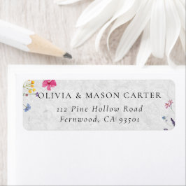 ワイルドフラワーガーデン アイボリー ホワイト 水彩 結婚式 ラベル