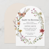 ワイルドフラワーガーデン　ア・ベイビーシャワー・イン・ブルーム 招待状 (正面/裏面)