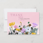ワイルドフラワーガーデン オーダーメイド ピンクの感謝カード サンキューカード (正面)