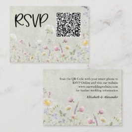 ワイルドフラワーガーデン・ストーンウォッシュグリーン結婚式RSVP エンクロージャーカード