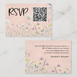 ワイルドフラワーガーデン ストーンウォッシュ ブルッシュ ウェディング RSVP エンクロージャーカード