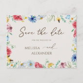 ワイルドフラワーガーデン フローラル ベージュ Save The Date インビテーションポストカード (正面)