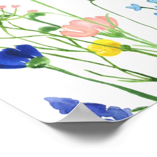 ワイルドフラワーガーデン ブライダルシャワーのウェルカムサイン ポスター (角)