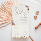 ワイルドフラワーガーデン |ベージュ結婚の印章と送り オールインワン招待状