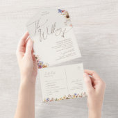 ワイルドフラワーガーデン |ベージュ結婚の印章と送り オールインワン招待状 (貼ってはがせる)