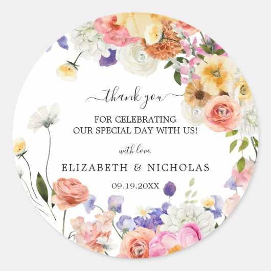 ワイルドフラワーガーデン |結婚式の引き出物 ラウンドシール (正面)