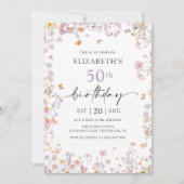 ワイルドフラワーガーデン 50歳の誕生日パーティー招待状 招待状 (正面)