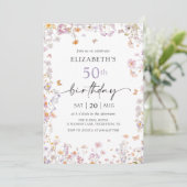 ワイルドフラワーガーデン 50歳の誕生日パーティー招待状 招待状 (スタンド正面)
