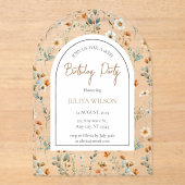 ワイルドフラワーガーリー誕生日パーティー アクリル招待状 (正面)