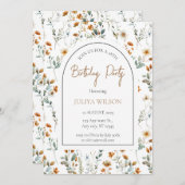 ワイルドフラワーガーリー誕生日パーティー 招待状 (正面/裏面)