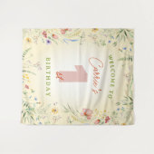 ワイルドフラワーガールの最初の誕生日パーティーへようこそ タペストリー (正面(横))