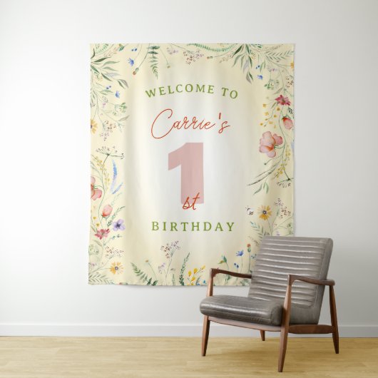 ワイルドフラワーガールの最初の誕生日パーティーへようこそ タペストリー (インサイチュ)