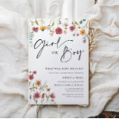 ワイルドフラワーガールまたは男の子ジェンダーのリビール招待状 招待状