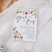 ワイルドフラワーガールまたは男の子ジェンダーのリビール招待状 招待状