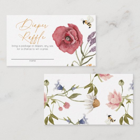 ワイルドフラワーガールウォーター色おむつラッフルエンクロシュル エンクロージャーカード (正面/裏面)