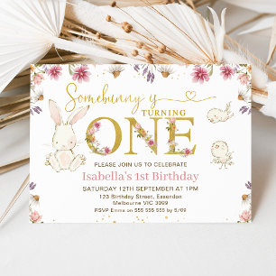 ワイルドフラワーガールズSome Bunny 1st Birthday 招待状