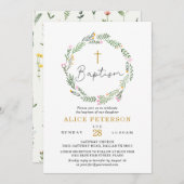 ワイルドフラワーガールバプテスマお祝い 招待状 (正面/裏面)