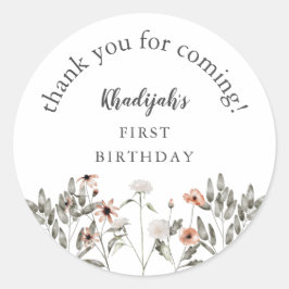 ワイルドフラワーガールバースデーパーティーのお願い ラウンドシール