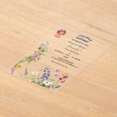 ワイルドフラワーガールファースト誕生日招待状 | フローラ アクリル招待状 (レイダウン)
