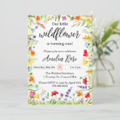 ワイルドフラワーガールファースト誕生日招待状 招待状 (スタンド正面)