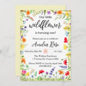 ワイルドフラワーガールファースト誕生日招待状 招待状 (正面/裏面)