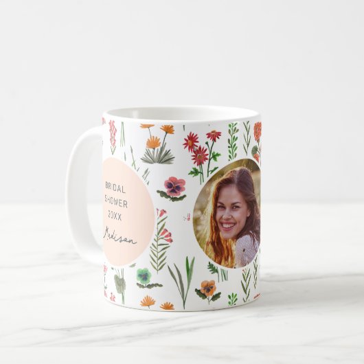 ワイルドフラワーガールブライダルシャワー写真 コーヒーマグカップ (正面左)