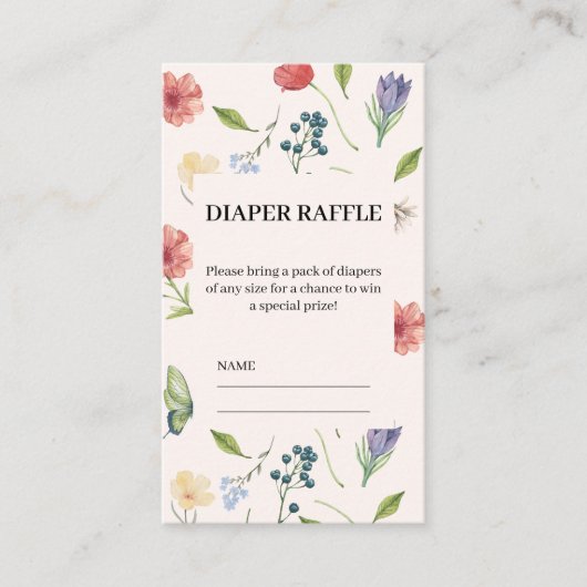 ワイルドフラワーガールベビーシャワー招待状 エンクロージャーカード (正面)