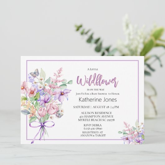 ワイルドフラワーガールベビーシャワー招待状 招待状 (スタンド正面)