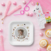 ワイルドフラワーガール写真第1誕生日 ペーパープレート (パーティー)