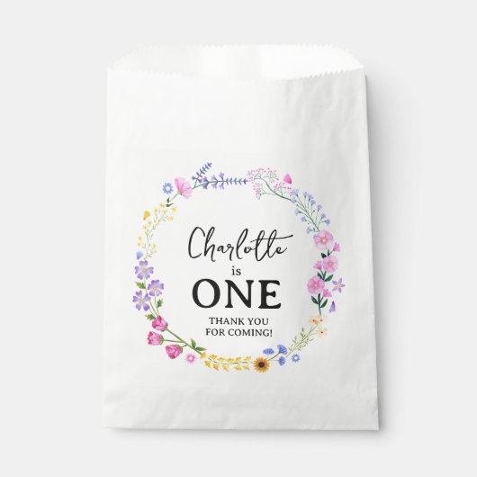 ワイルドフラワーガール最初の誕生日ありがとう フェイバーバッグ (正面)