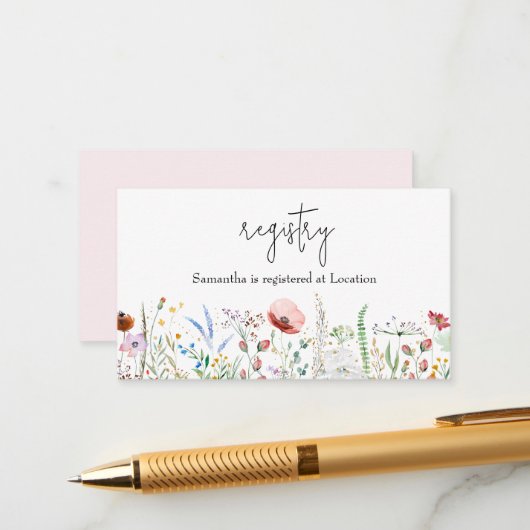 ワイルドフラワーガール赤ちゃんシャワー登録 エンクロージャーカード (正面/裏面インサイチュ)