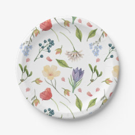 ワイルドフラワーガール赤ちゃんシャワー白 ペーパープレート