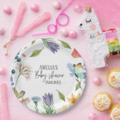 ワイルドフラワーガール赤ちゃんシャワー白 ペーパープレート (パーティー)
