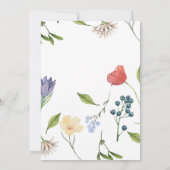 ワイルドフラワーガール赤ちゃんシャワー白 招待状 (裏面)