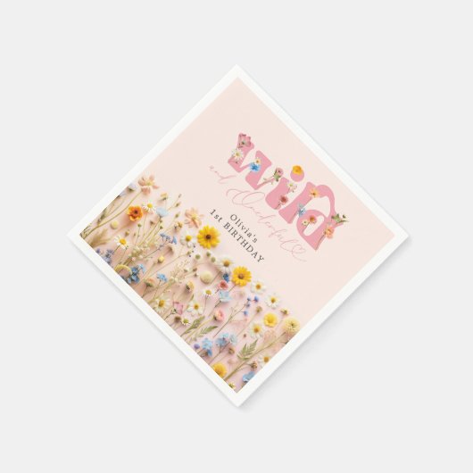 ワイルドフラワーガール1歳の誕生日 スタンダードカクテルナプキン (角)