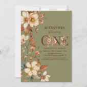 ワイルドフラワーガール1歳の誕生日 招待状 (正面)