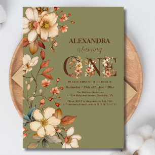 ワイルドフラワーガール1歳の誕生日 招待状