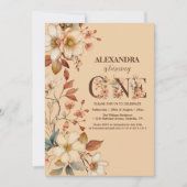 ワイルドフラワーガール1歳の誕生日 招待状 (正面)