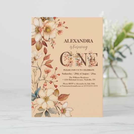 ワイルドフラワーガール1歳の誕生日 招待状 (スタンド正面)