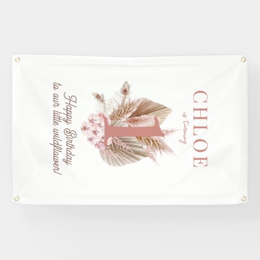 ワイルドフラワーガール1st誕生日パーティーバナー 横断幕 (横)