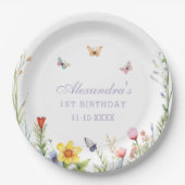 ワイルドフラワーガール1st誕生日パーティー ペーパープレート (正面)