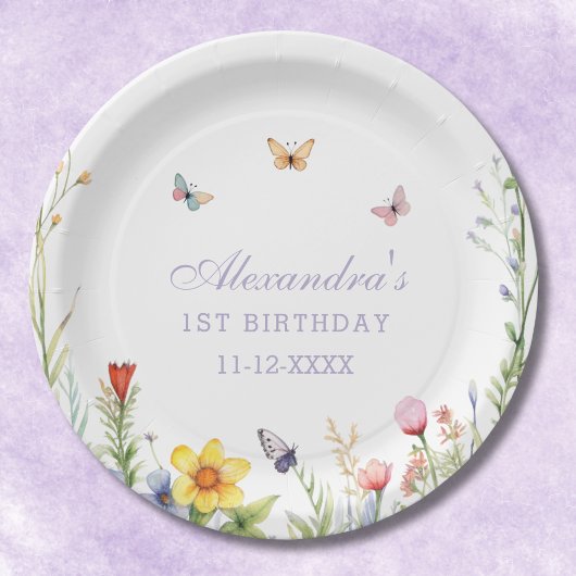 ワイルドフラワーガール1st誕生日パーティー ペーパープレート