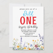 ワイルドフラワーガール1st誕生日パーティー 招待状 (正面)