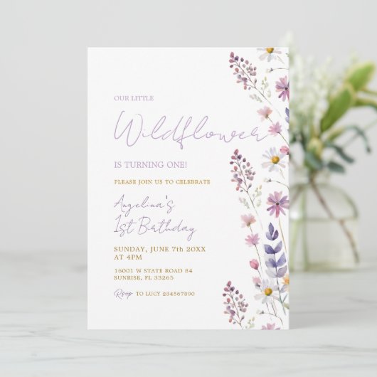 ワイルドフラワーガール1st誕生日招待状 招待状 (スタンド正面)