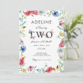 ワイルドフラワーガール2nd誕生日フローラ蝶かわいい 招待状 (スタンド正面)